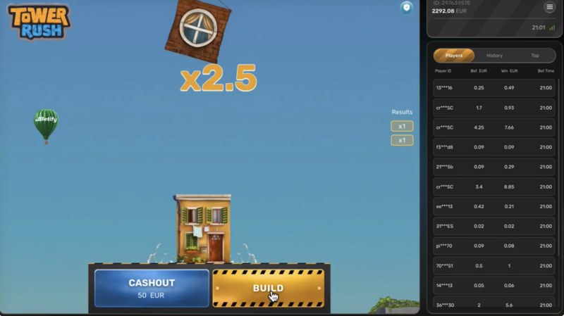 Tower Rush - Game Screenshot - Fast-paced Crash-Style Tower Building